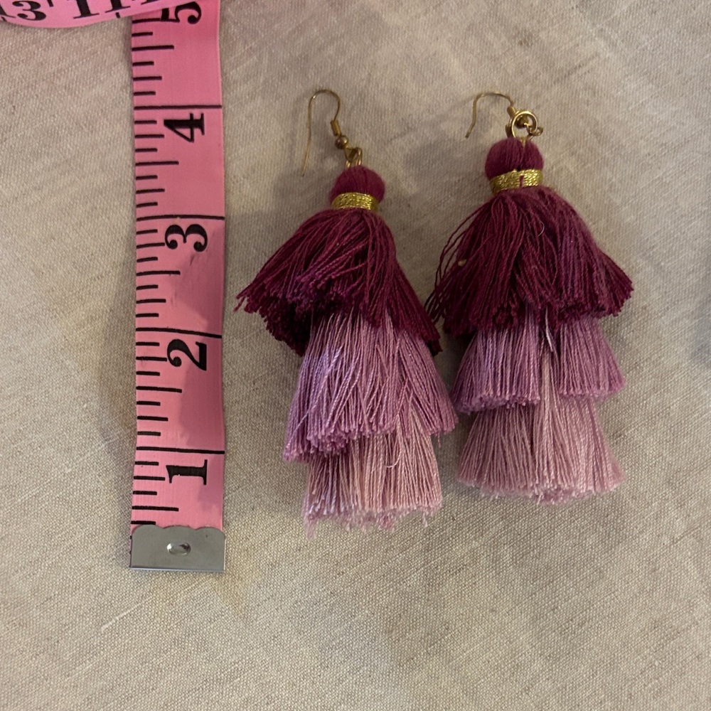 Elegant Pink and Purple Tassel Earrings